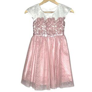 Jona Michelle Pink Glitter Tulle Dress | Size 7 Girls | Party Formal Wedding